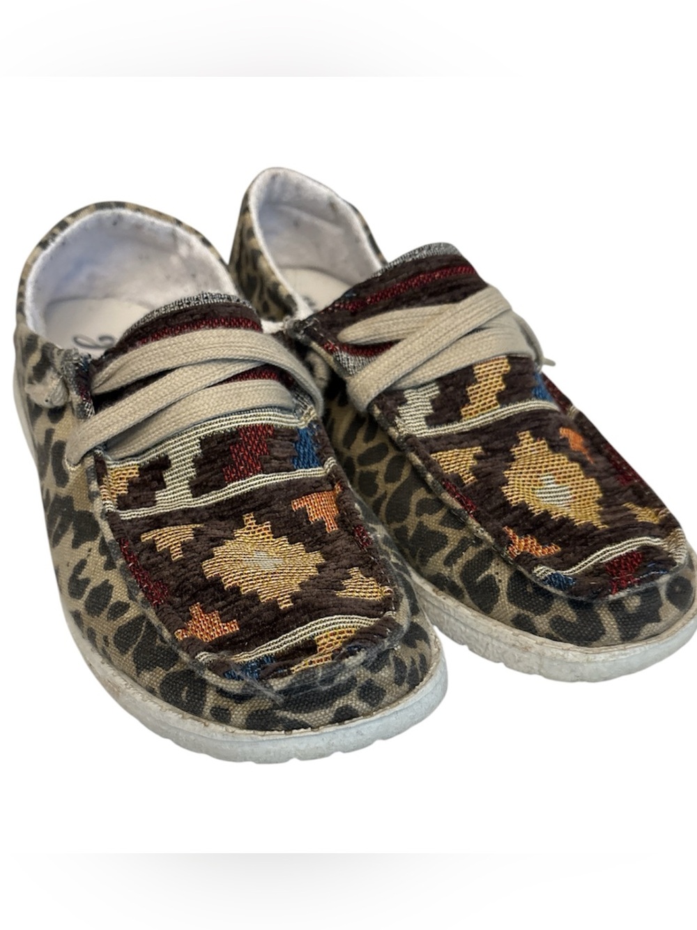 Gypsy Jazz Casual Leopard & Aztec Pattern Slip-On shoes size 7